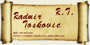 Radmir Tošković vizit kartica
